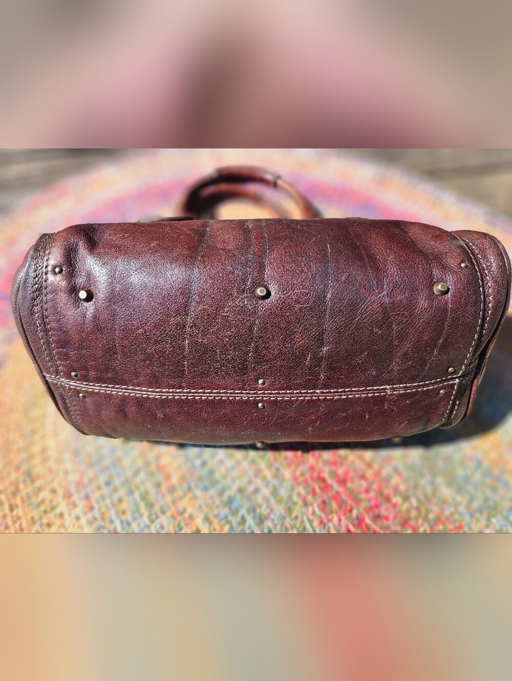 Chloé Cherry 🍒Oxblood 2006 Paddington Leather Satchel Lock Key Brass - Picture 15 of 16